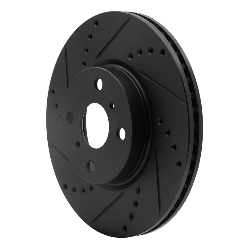 Picture of R1 12-18 Toyota Yaris (USA/Canada) Front Left Drilled & Slotted Black Brake Rotor