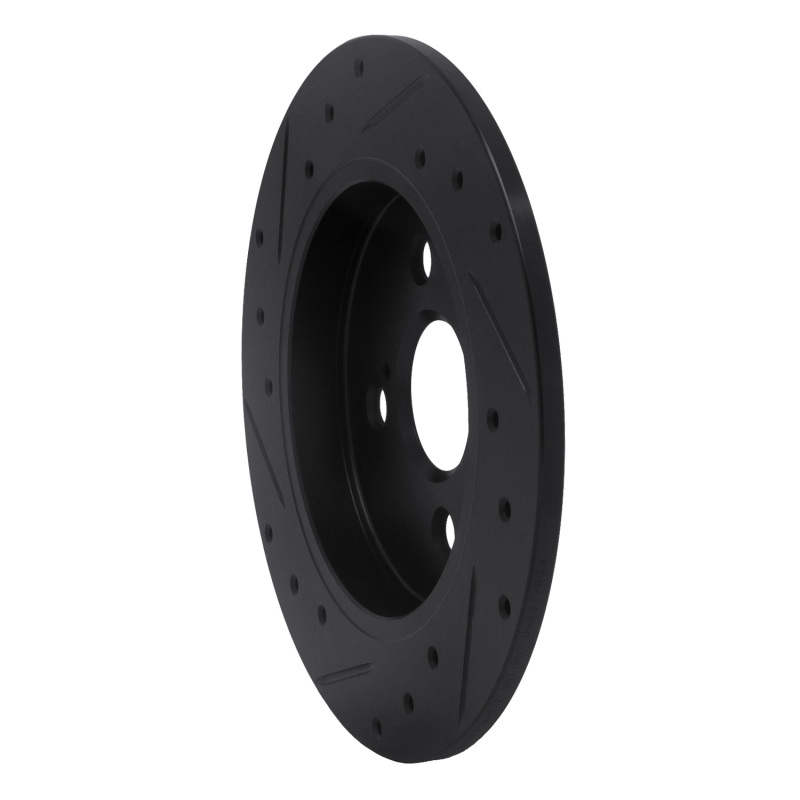 Picture of R1 12-18 Toyota Yaris (USA/Canada) Rear Right Drilled & Slotted Black Brake Rotor