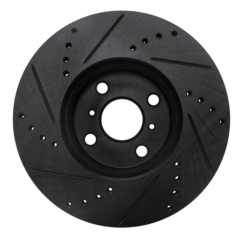 Picture of R1 12-18 Toyota Yaris (USA/Canada) Front Right Drilled & Slotted Black Brake Rotor