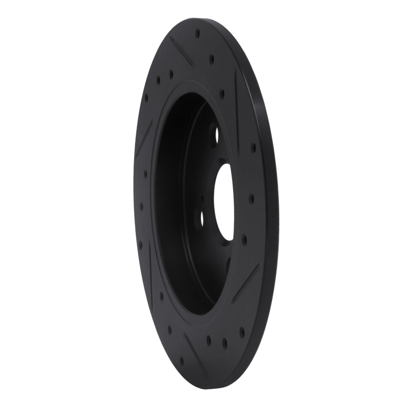 Picture of R1 12-18 Toyota Yaris (USA/Canada) Rear Left Drilled & Slotted Black Brake Rotor