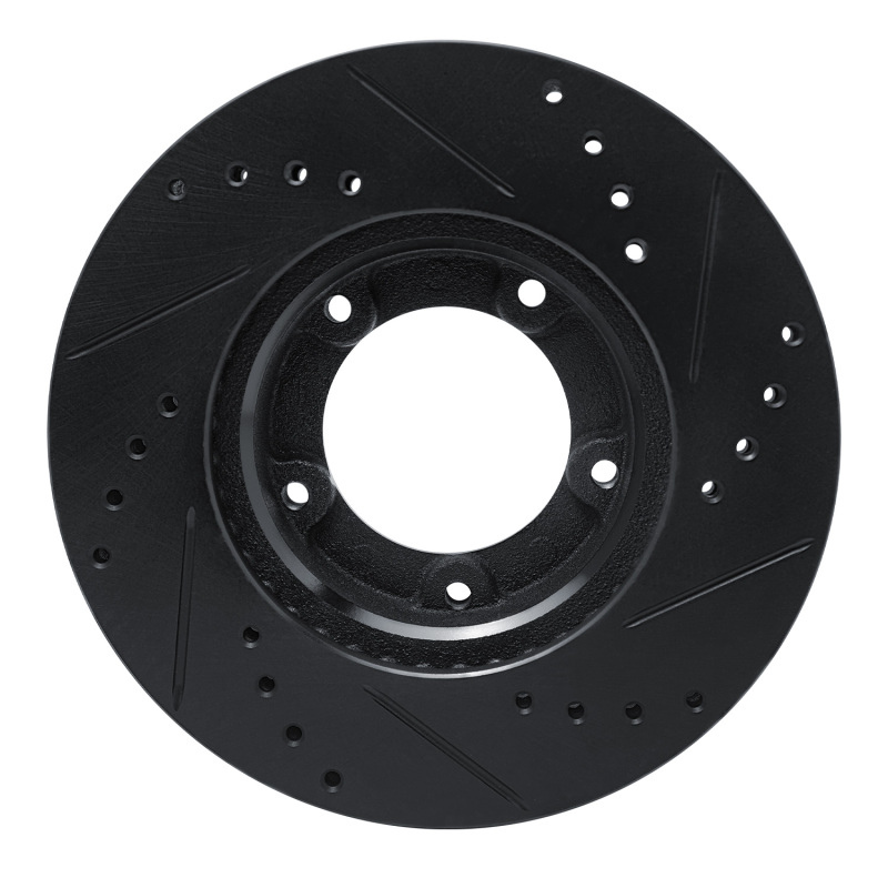 Picture of R1 84-95 Toyota Pickup Front Left Drilled & Slotted Black Brake Rotor