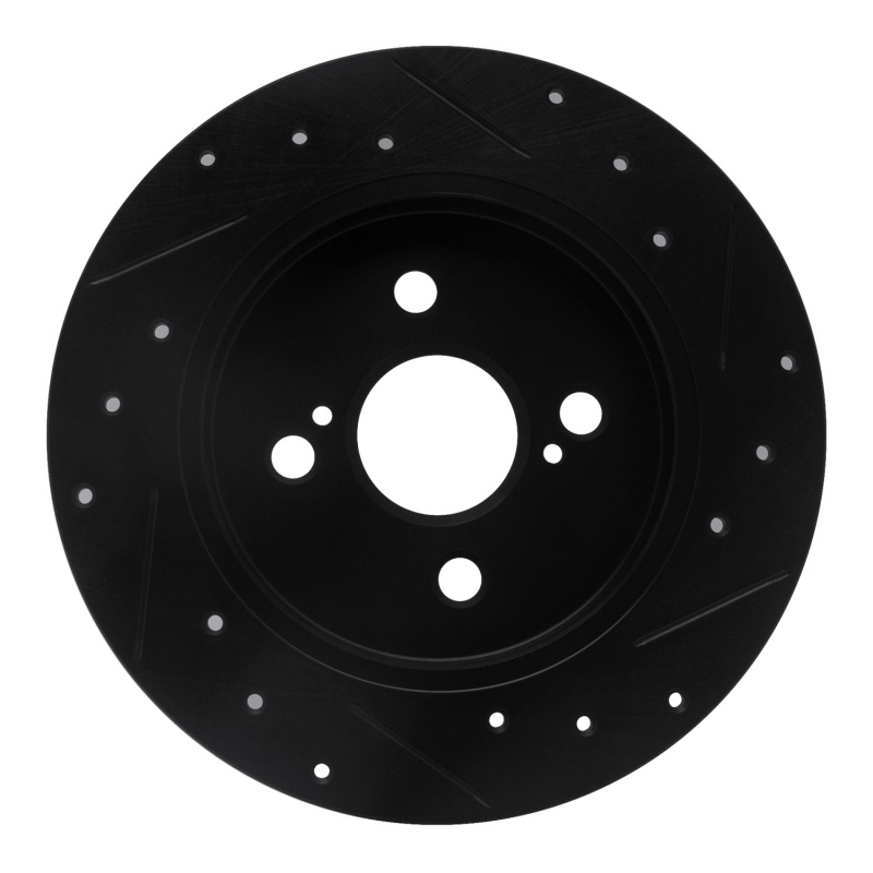 Picture of R1 12-18 Toyota Yaris (USA/Canada) Rear Left Drilled & Slotted Black Brake Rotor