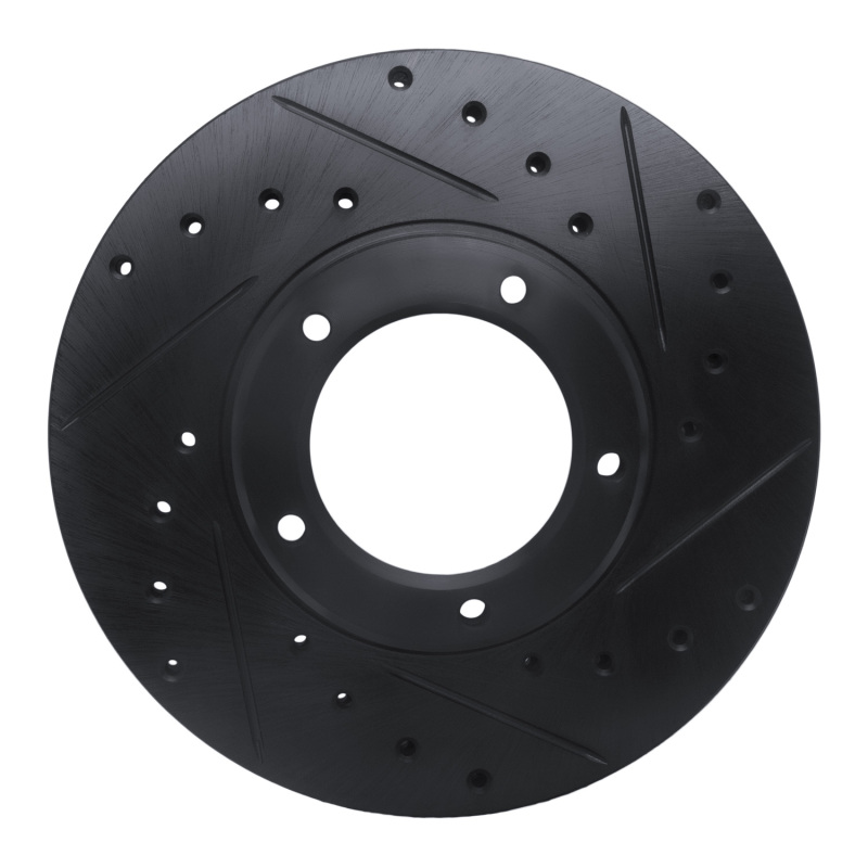 Picture of R1 85-92 Toyota Pickup Front Right Drilled & Slotted Black Brake Rotor