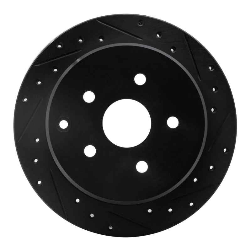 Picture of R1 86-97 Toyota Previa Rear Right Drilled & Slotted Black Brake Rotor