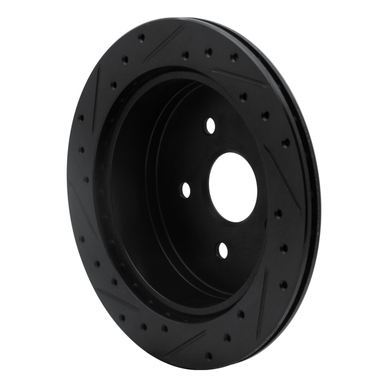Picture of R1 86-97 Toyota Previa Rear Right Drilled & Slotted Black Brake Rotor