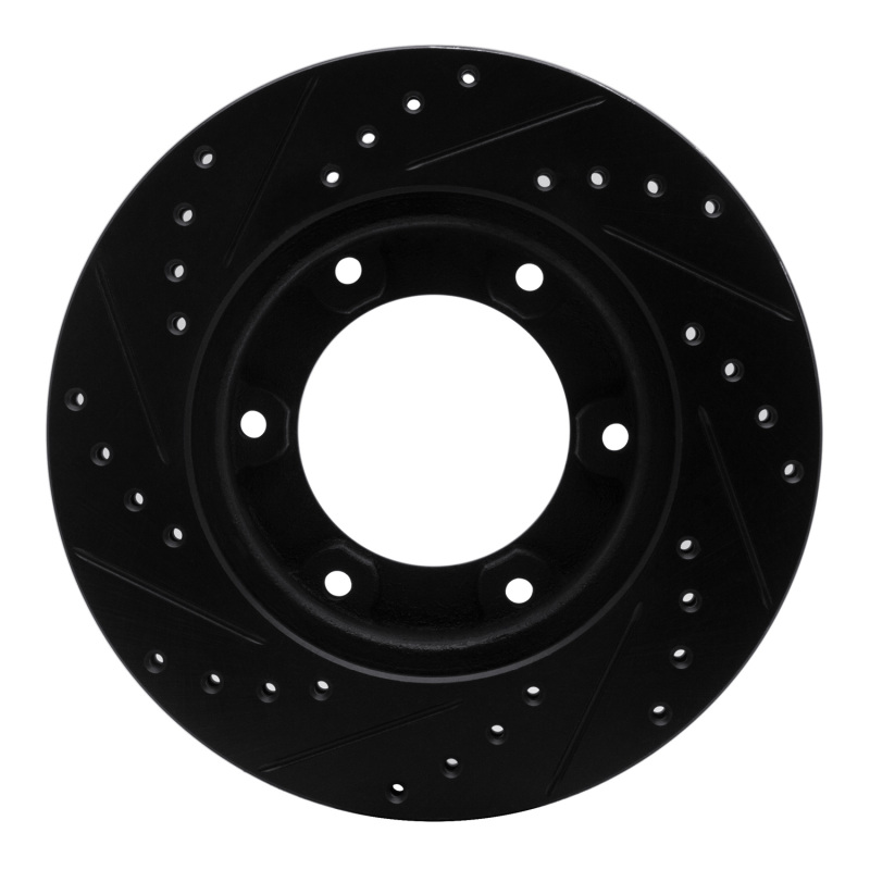 Picture of R1 90-92 Toyota Land Cruiser Front Right Drilled & Slotted Black Brake Rotor