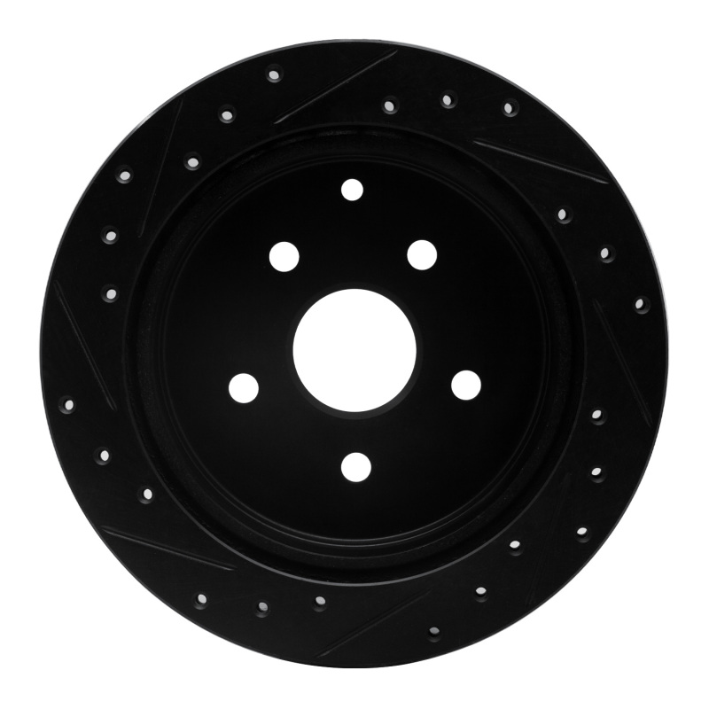 Picture of R1 86-97 Toyota Previa Rear Right Drilled & Slotted Black Brake Rotor