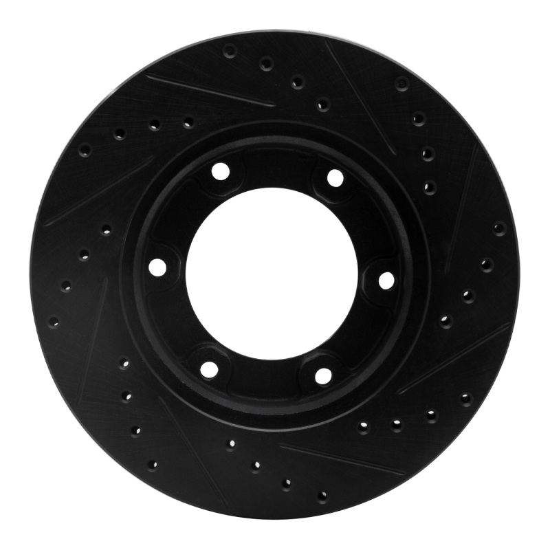 Picture of R1 90-92 Toyota Land Cruiser Front Left Drilled & Slotted Black Brake Rotor