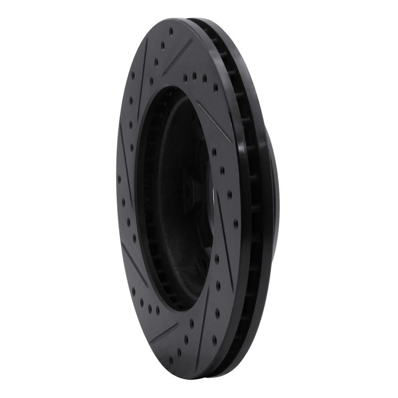 Picture of R1 90-92 Toyota Land Cruiser Front Right Drilled & Slotted Black Brake Rotor