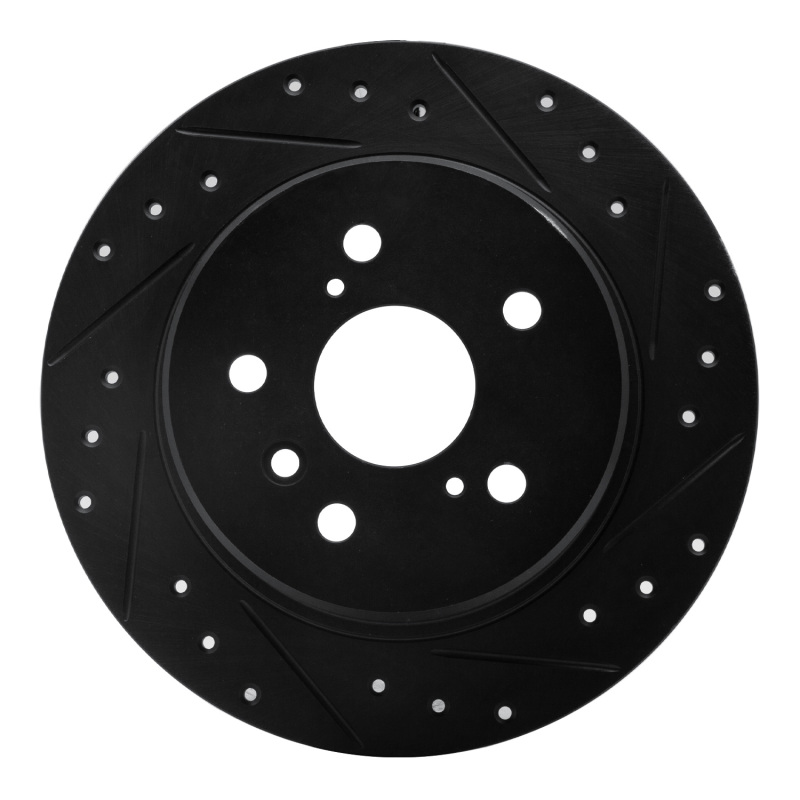 Picture of R1 99-03 Lexus RX300 Rear Right Drilled & Slotted Black Brake Rotor
