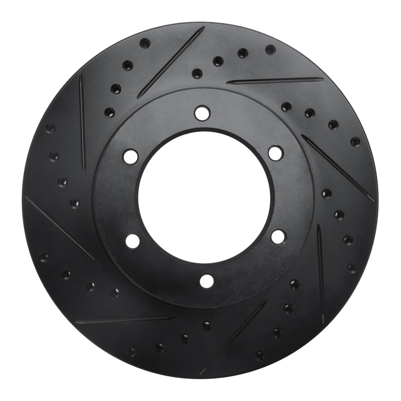Picture of R1 91-98 Toyota 4Runner Front Left Drilled & Slotted Black Brake Rotor