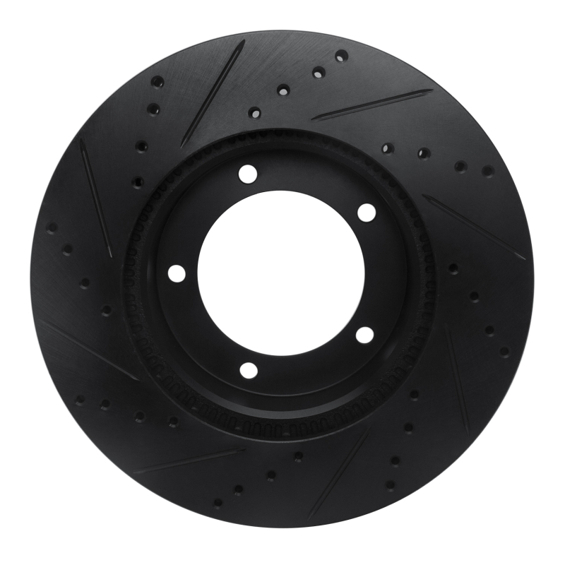 Picture of R1 98-07 Lexus LX470 Front Right Drilled & Slotted Black Brake Rotor