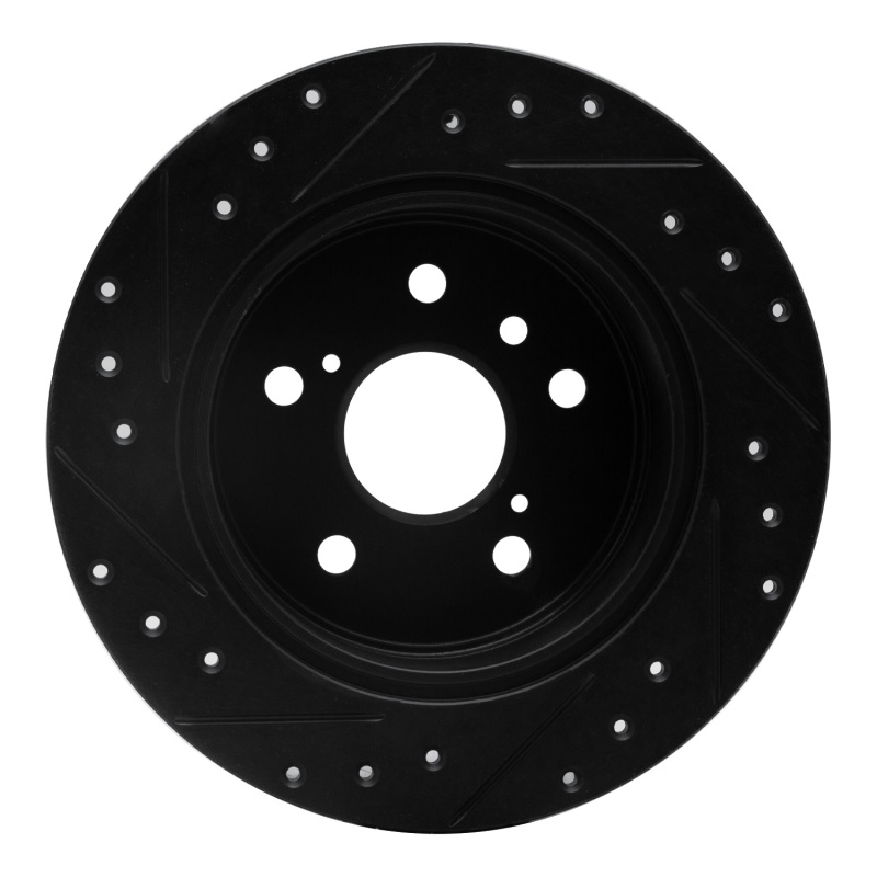 Picture of R1 99-03 Lexus RX300 Rear Right Drilled & Slotted Black Brake Rotor