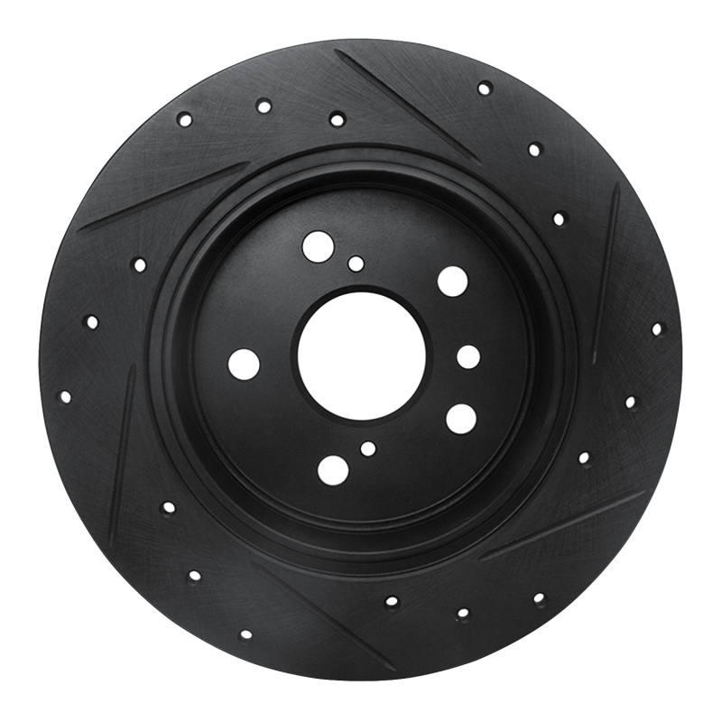 Picture of R1 99-03 Lexus RX300 Rear Left Drilled & Slotted Black Brake Rotor