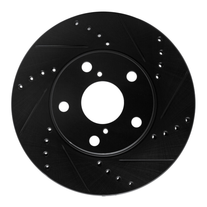 Picture of R1 01-05 Toyota RAV4 Front Right Drilled & Slotted Black Brake Rotor