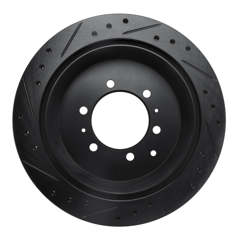 Picture of R1 93-97 Lexus LX450 Rear Right Drilled & Slotted Black Brake Rotor