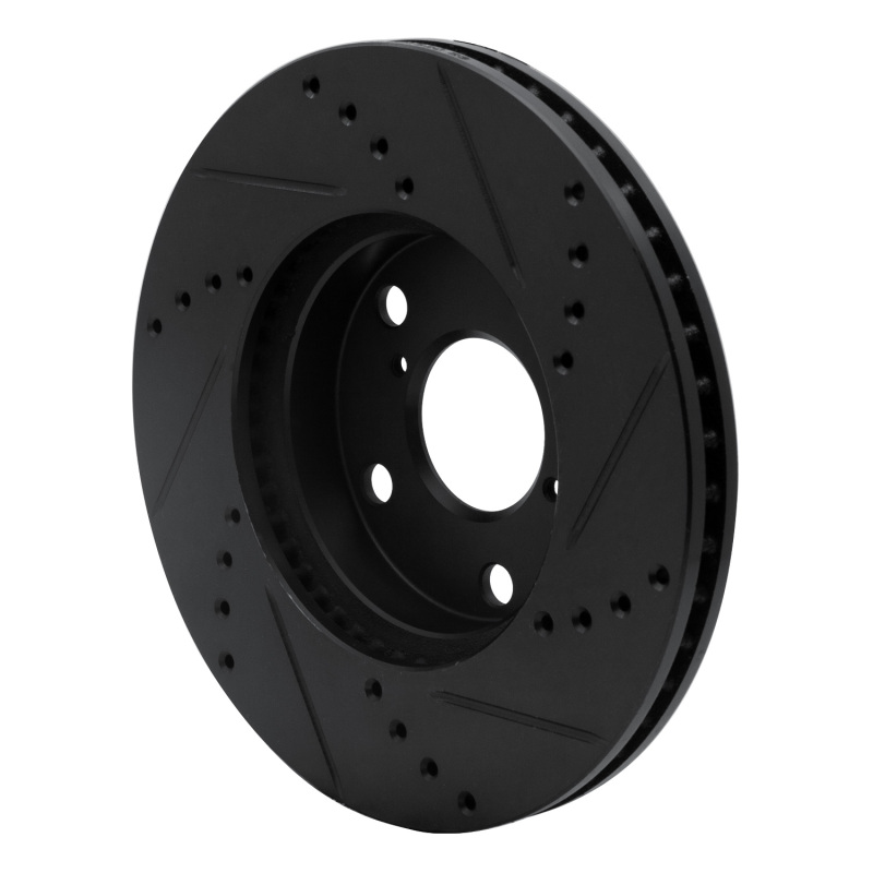 Picture of R1 01-05 Toyota RAV4 Front Left Drilled & Slotted Black Brake Rotor