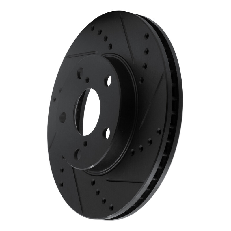 Picture of R1 01-05 Toyota RAV4 Front Right Drilled & Slotted Black Brake Rotor