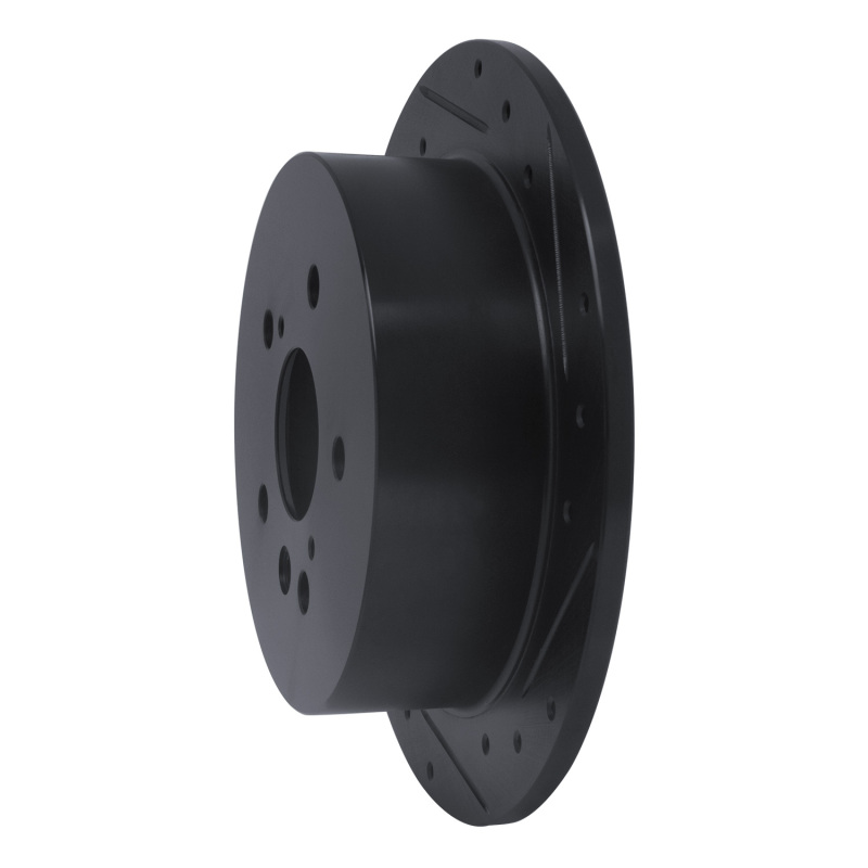 Picture of R1 04-09 Lexus RX330 Rear Right Drilled & Slotted Black Brake Rotor