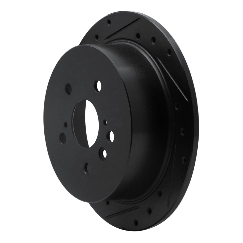 Picture of R1 04-09 Lexus RX350 Rear Left Drilled & Slotted Black Brake Rotor
