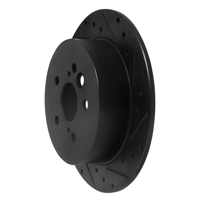 Picture of R1 04-05 Toyota RAV4 Rear Right Drilled & Slotted Black Brake Rotor