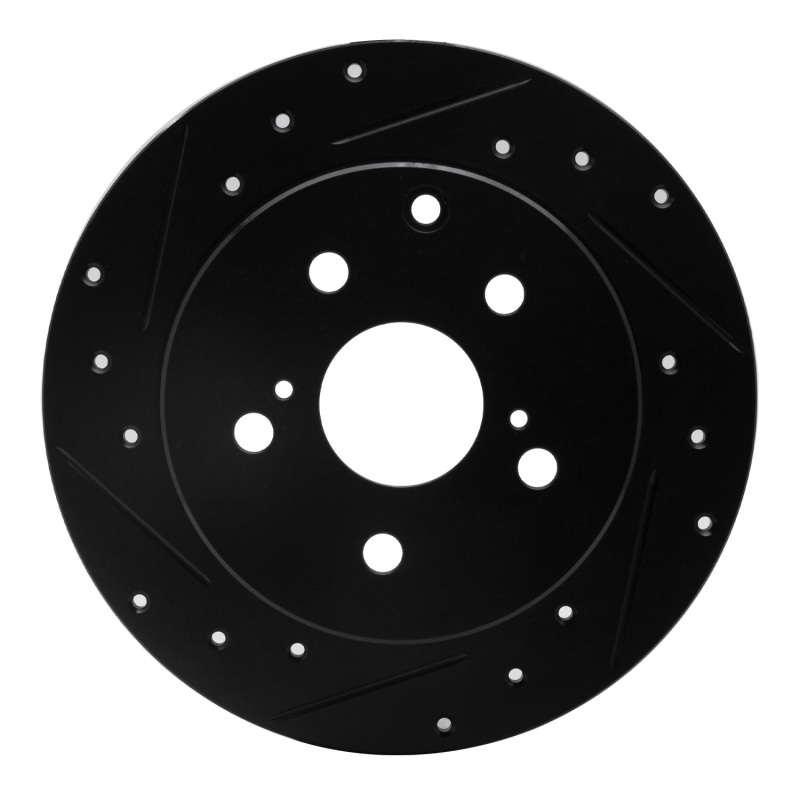 Picture of R1 06-18 Lexus HS250H Rear Left Drilled & Slotted Black Brake Rotor