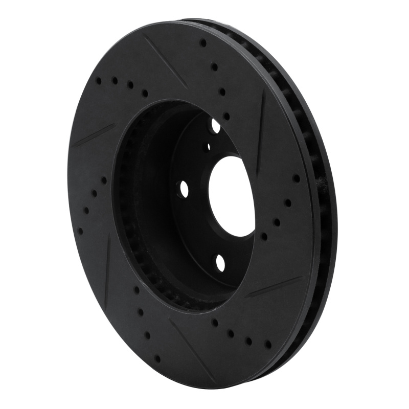 Picture of R1 05-15 Toyota Tacoma Front Left Drilled & Slotted Black Brake Rotor