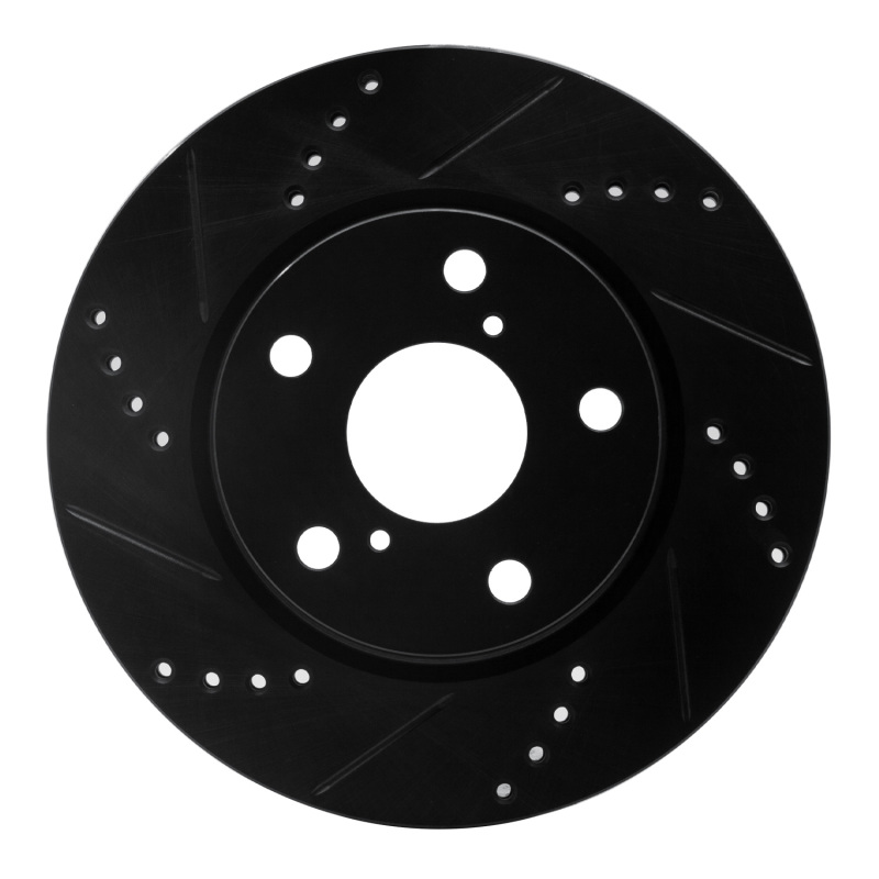 Picture of R1 06-18 Lexus HS250H Front Left Drilled & Slotted Black Brake Rotor
