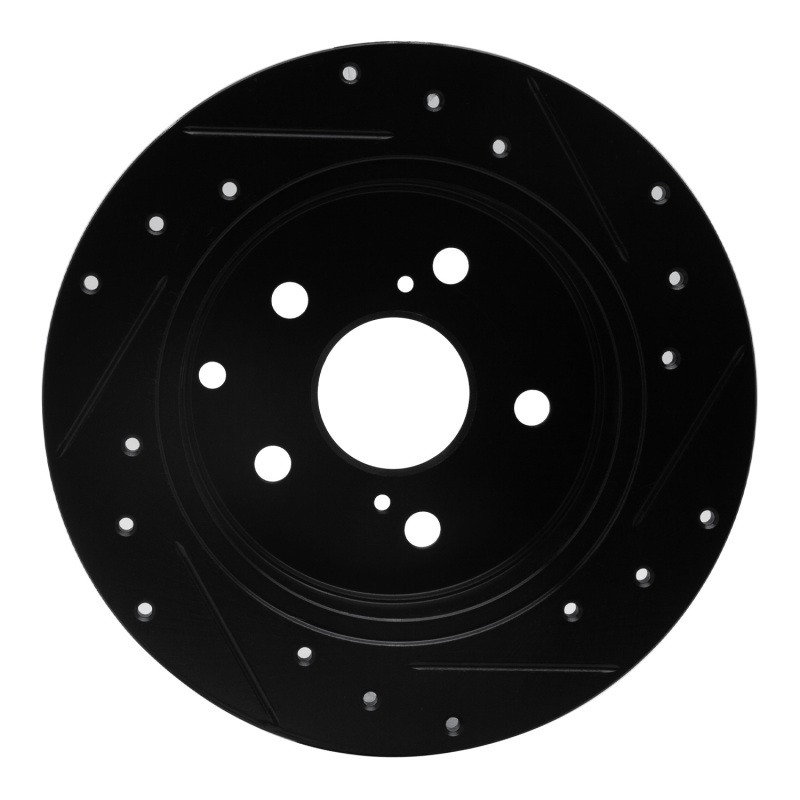 Picture of R1 06-18 Lexus HS250H Rear Left Drilled & Slotted Black Brake Rotor