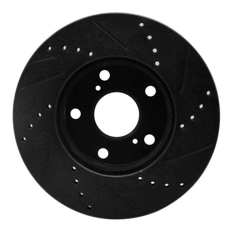 Picture of R1 05-15 Toyota Tacoma Front Left Drilled & Slotted Black Brake Rotor