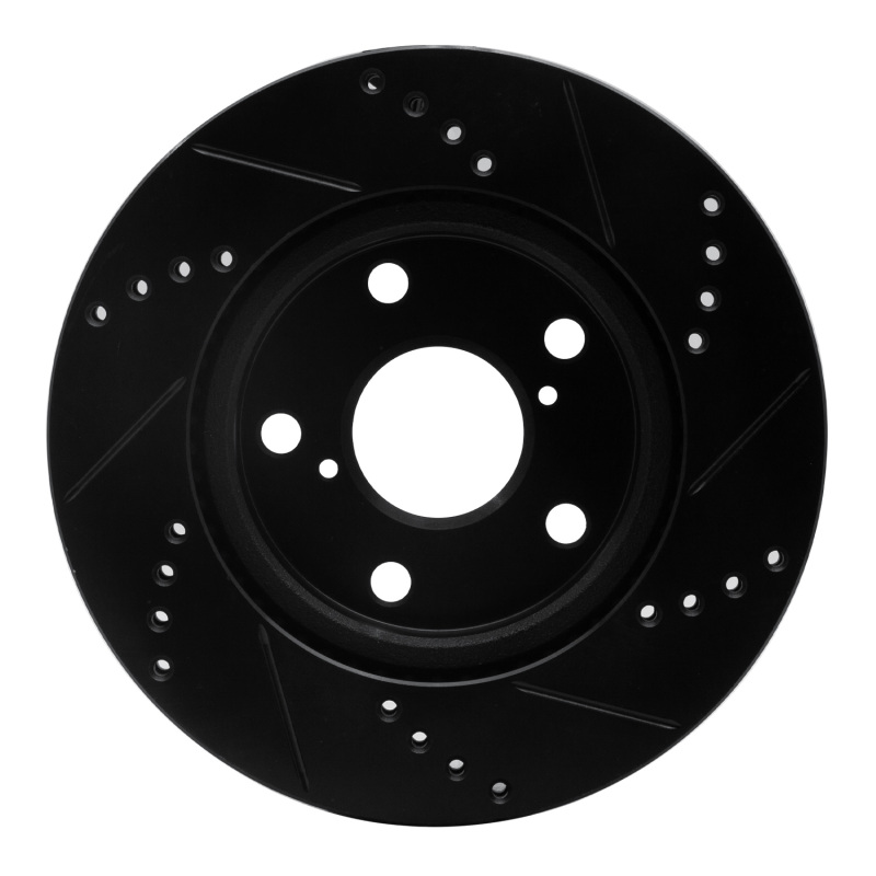 Picture of R1 06-18 Lexus HS250H Front Left Drilled & Slotted Black Brake Rotor