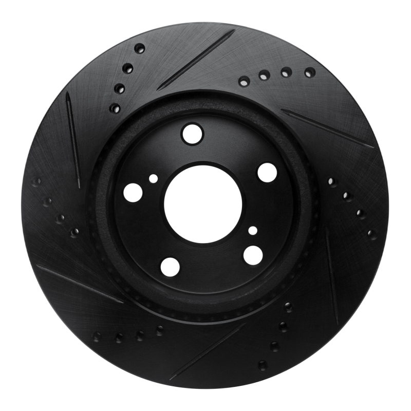 Picture of R1 06-18 Lexus HS250H Front Right Drilled & Slotted Black Brake Rotor