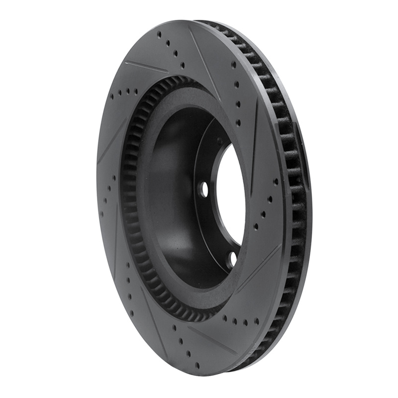 Picture of R1 07-22 Lexus LX570 Front Left Drilled & Slotted Black Brake Rotor
