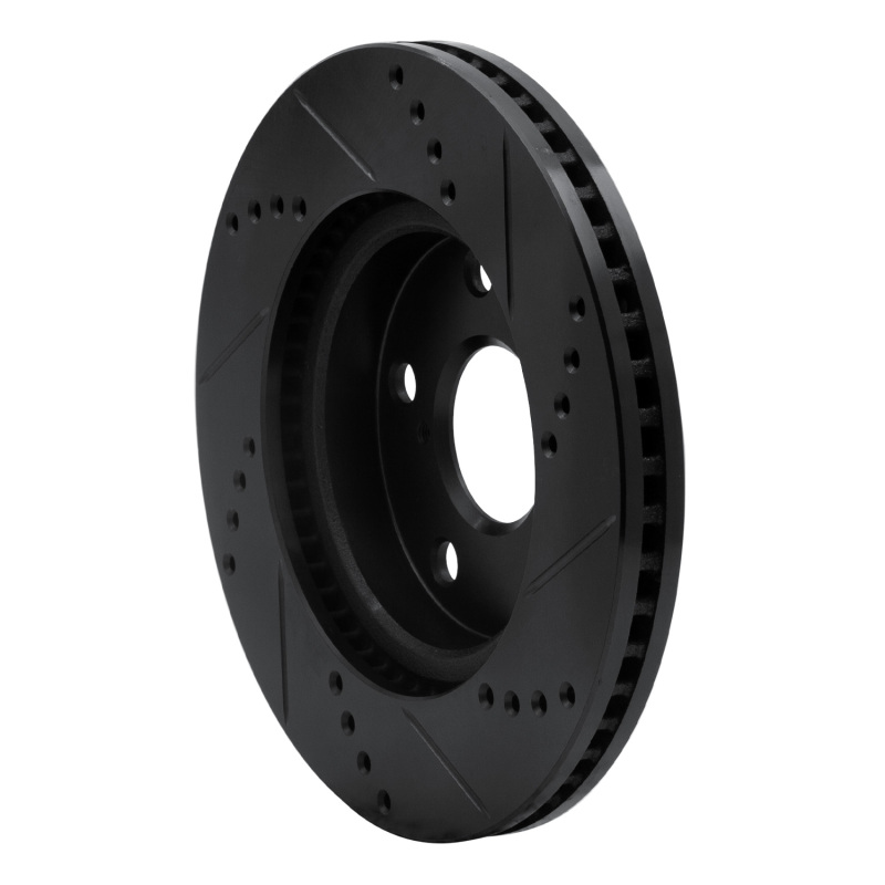 Picture of R1 06-18 Lexus HS250H Front Left Drilled & Slotted Black Brake Rotor