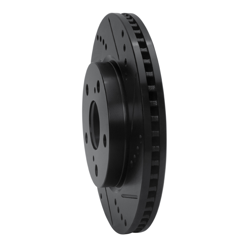 Picture of R1 06-18 Lexus HS250H Front Right Drilled & Slotted Black Brake Rotor
