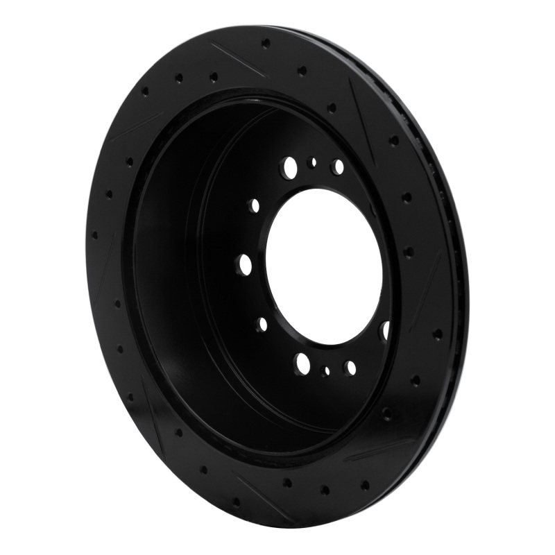 Picture of R1 07-22 Lexus LX570 Rear Left Drilled & Slotted Black Brake Rotor