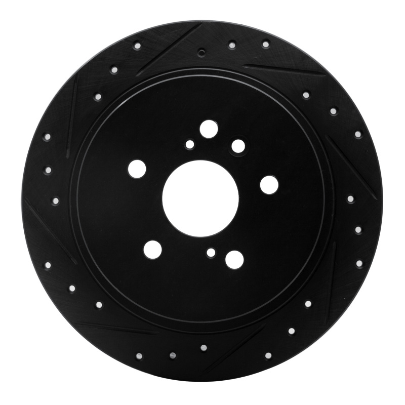 Picture of R1 08-13 Toyota Highlander Rear Left Drilled & Slotted Black Brake Rotor