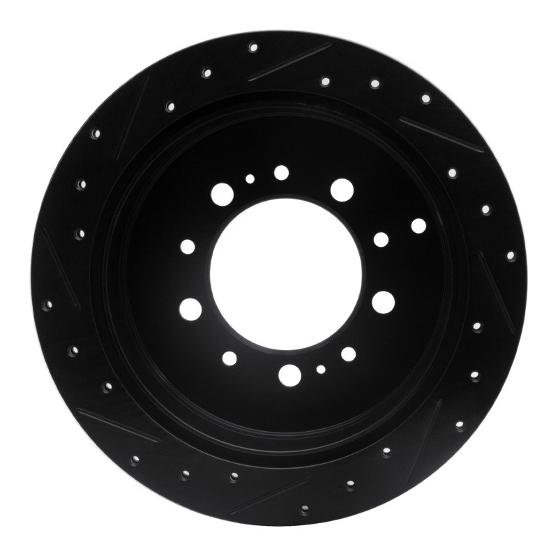 Picture of R1 07-22 Lexus LX570 Rear Right Drilled & Slotted Black Brake Rotor