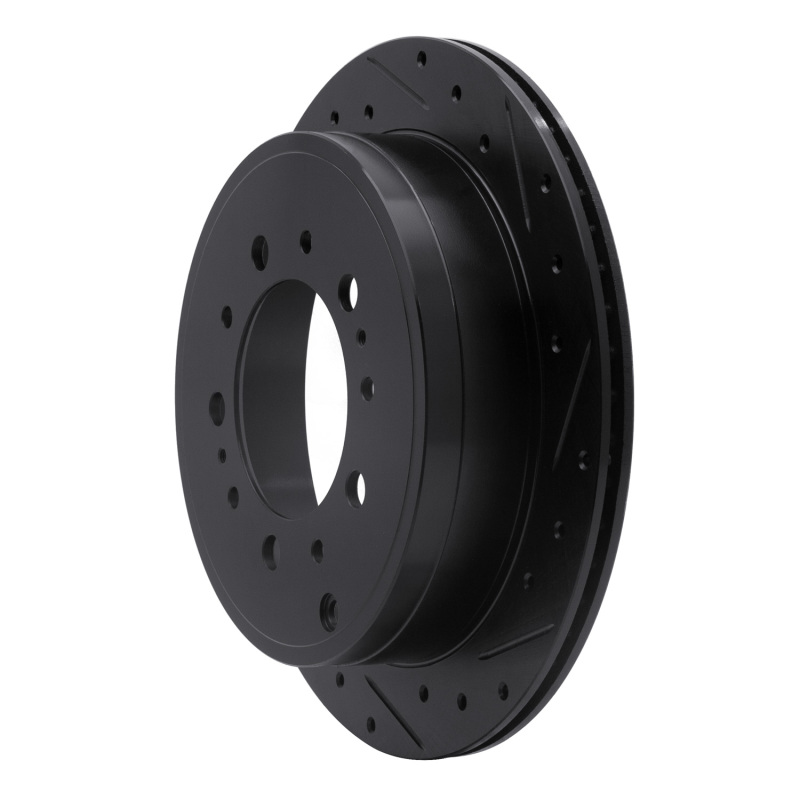 Picture of R1 07-22 Lexus LX570 Rear Right Drilled & Slotted Black Brake Rotor