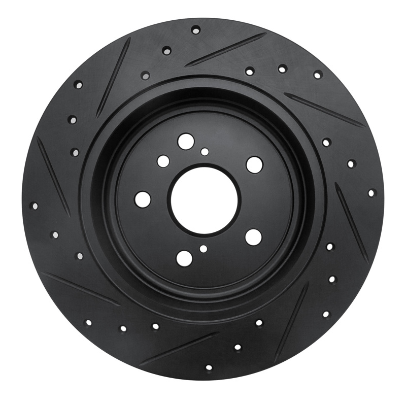 Picture of R1 08-13 Toyota Highlander Rear Right Drilled & Slotted Black Brake Rotor