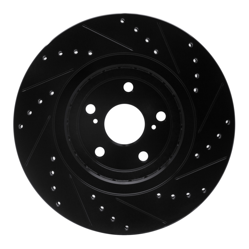 Picture of R1 08-21 Lexus NX200T Front Left Drilled & Slotted Black Brake Rotor