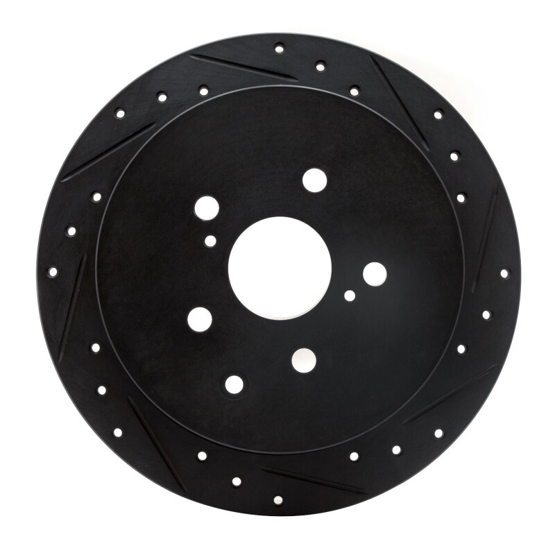 Picture of R1 10-20 Lexus RX450h Rear Right Drilled & Slotted Black Brake Rotor