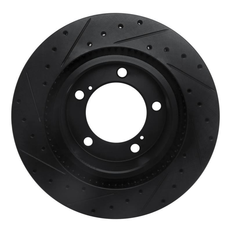 Picture of R1 08-21 Lexus LX570 Front Right Drilled & Slotted Black Brake Rotor