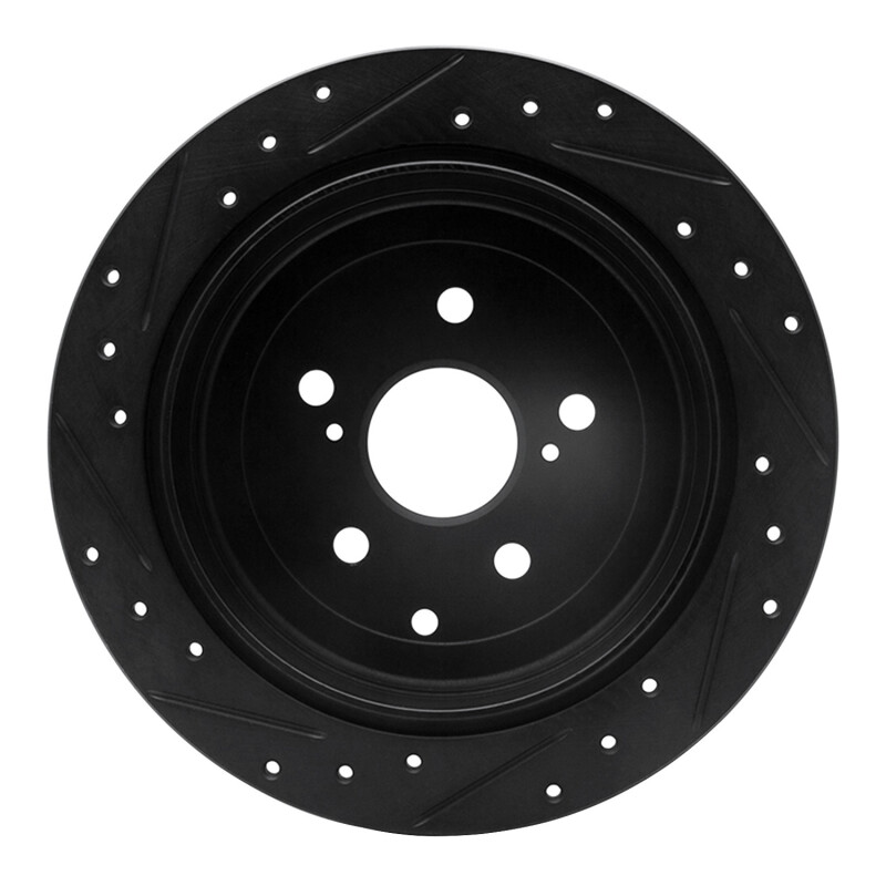 Picture of R1 10-20 Lexus RX450h Rear Right Drilled & Slotted Black Brake Rotor