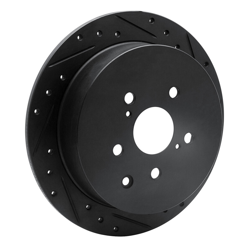 Picture of R1 10-20 Lexus RX450h Rear Right Drilled & Slotted Black Brake Rotor