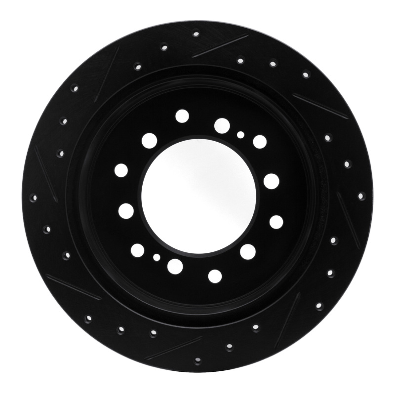 Picture of R1 10-24 Lexus GX460 Rear Right Drilled & Slotted Black Brake Rotor