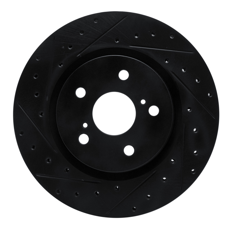 Picture of R1 18-25 Lexus UX300h Front Left Drilled & Slotted Black Brake Rotor