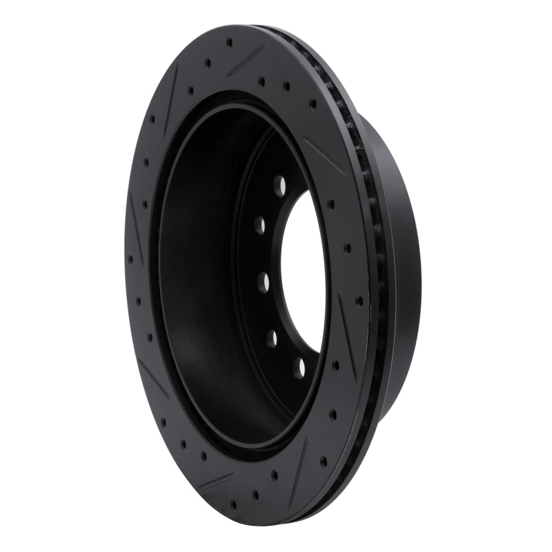 Picture of R1 10-24 Lexus GX460 Rear Right Drilled & Slotted Black Brake Rotor