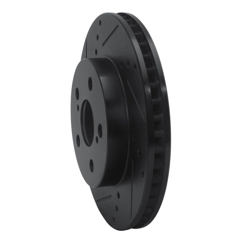 Picture of R1 16-22 Toyota Prius Front Left Drilled & Slotted Black Brake Rotor
