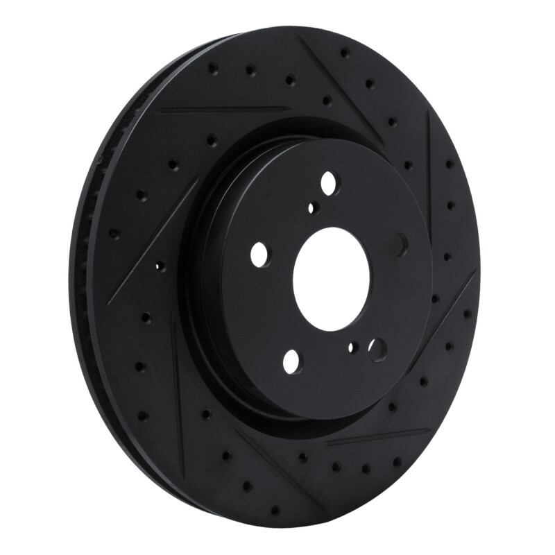 Picture of R1 18-25 Lexus UX250h Front Right Drilled & Slotted Black Brake Rotor